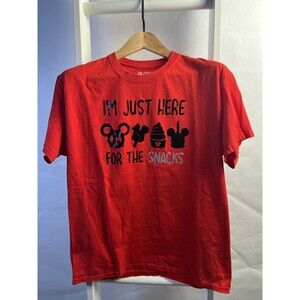 Disney Shirt Womens Large Red Short Sleeve Crew Neck EUC Disney Park